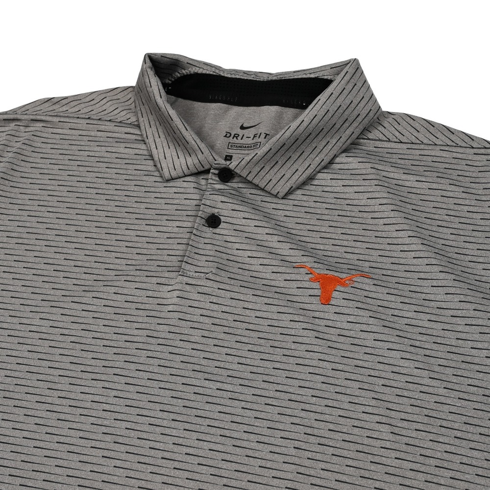Nike Texas Longhorns Golf Polo Mens XL Gray Geometric Abstract Stripe Dri-FIT
